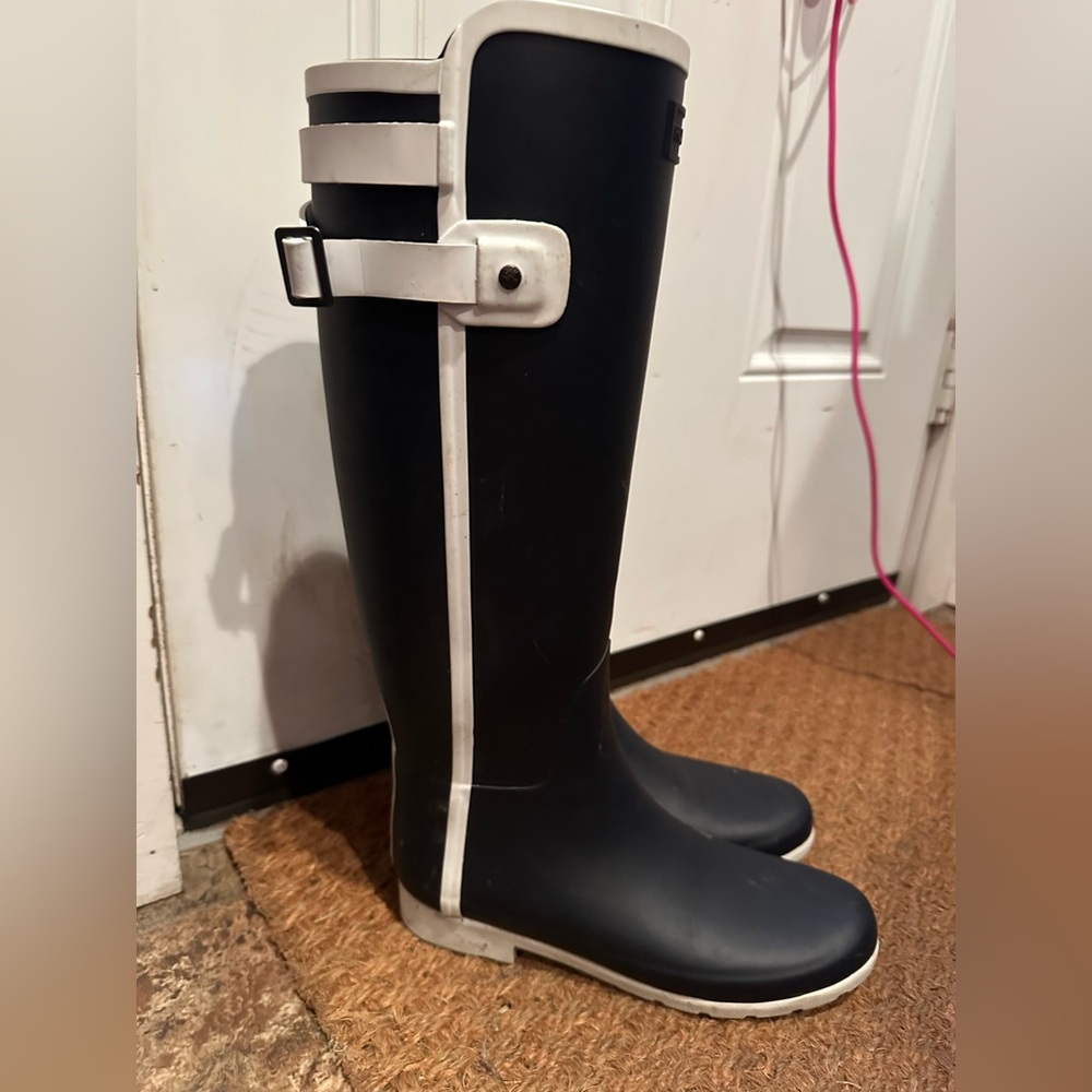 Hunter Navy Tall Rain Boots- unique style!